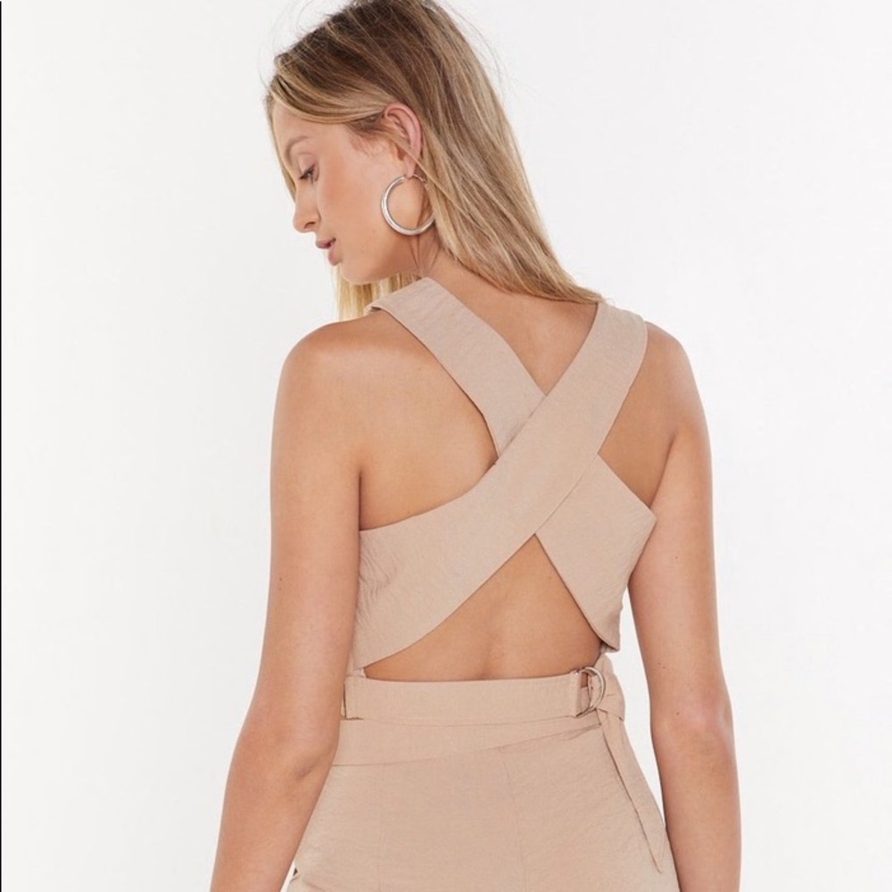 2 PIECE- Cross Back Crop Top  Co-Ord Set
